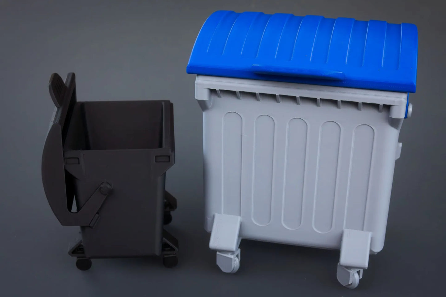 The swing-top dumpster desktop bin