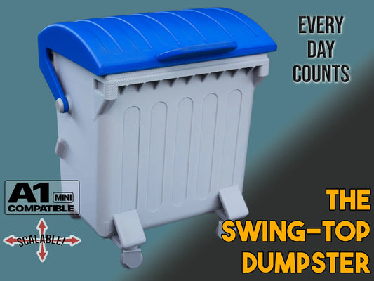 The swing-top dumpster desktop bin