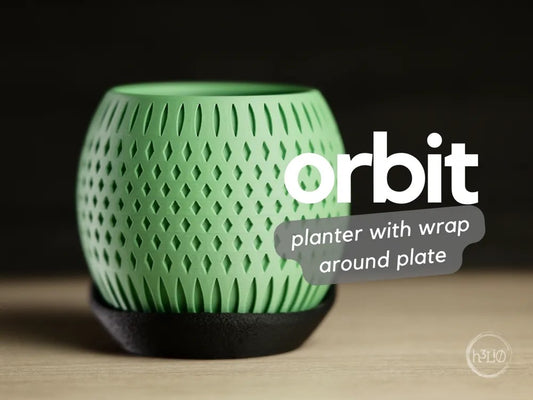 orbit · planter with wrap around plate